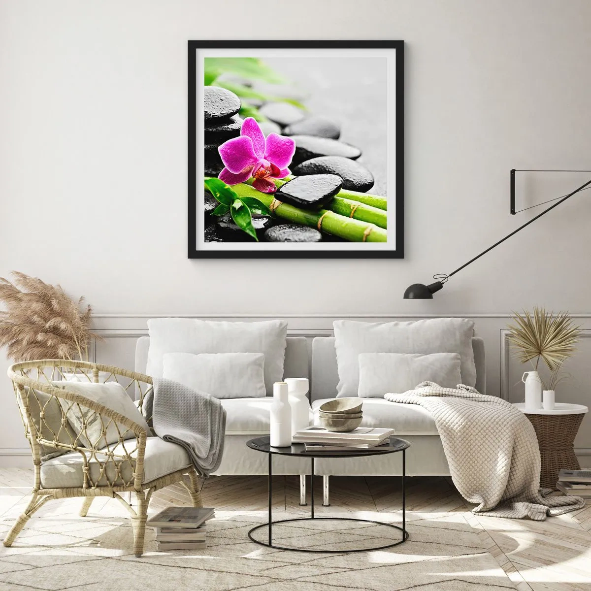 Affisch i svart ram - Lugn balans - 50x50 cm