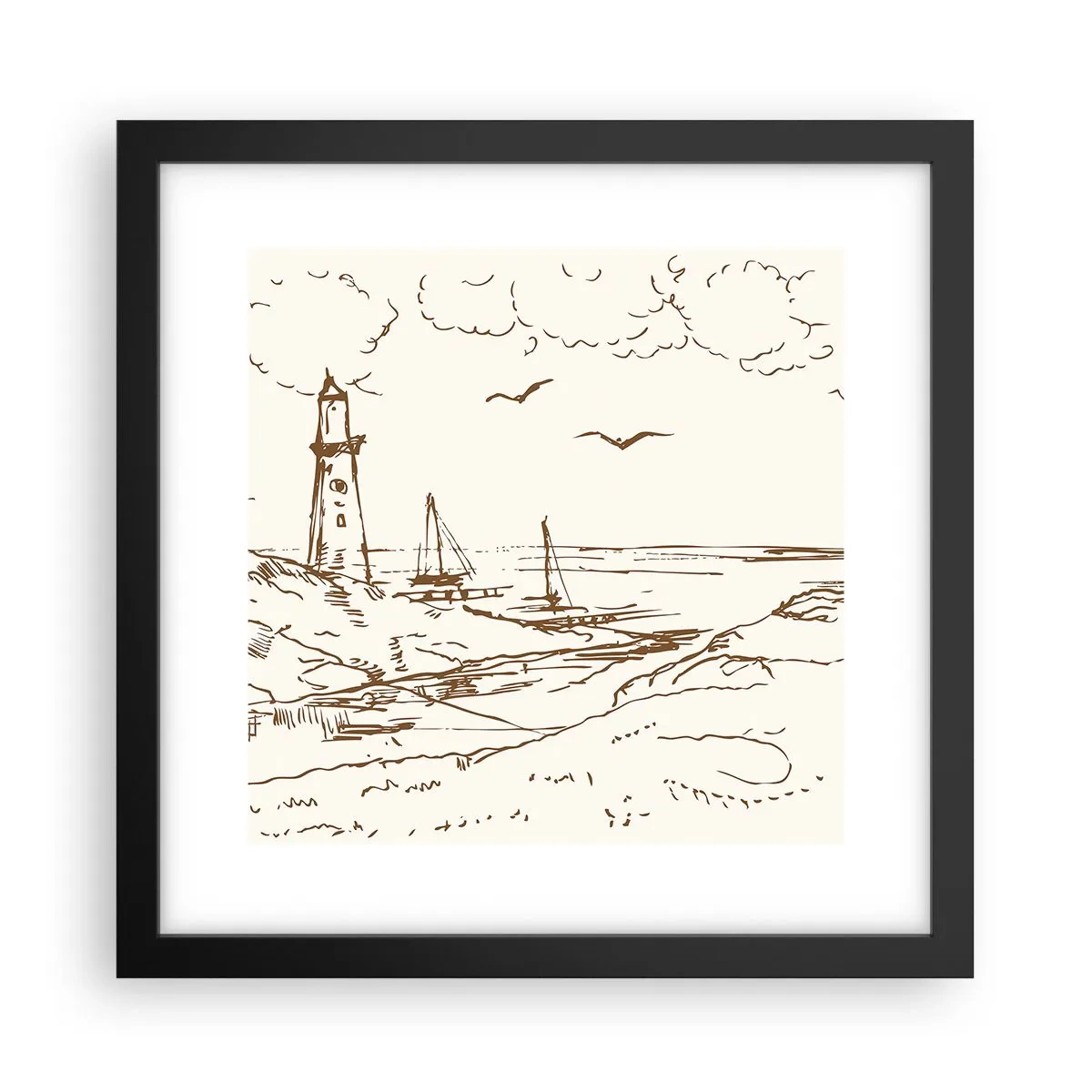 Affisch i svart ram - Sommarminnets kontur - 30x30 cm