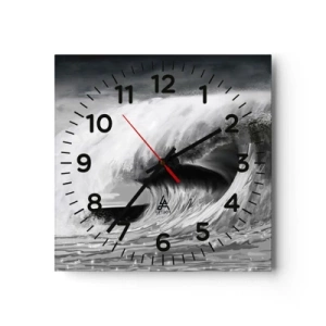 Väggklocka - Klocka på glas - Havets ilska - 30x30 cm