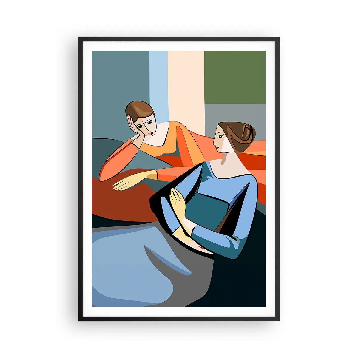 Affisch i svart ram - Ett ögonblick av förtrolighet - 70x100 cm