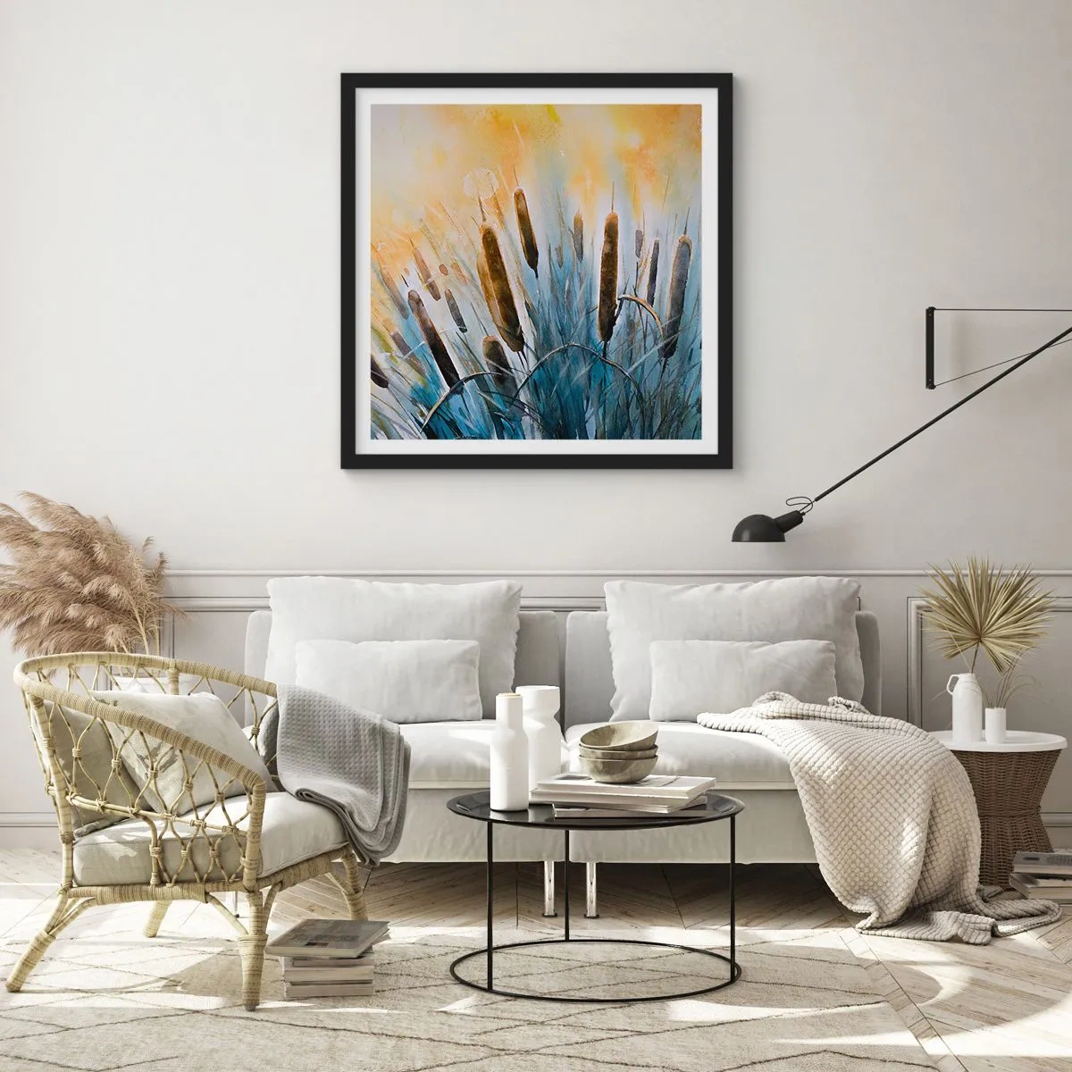 Affisch i svart ram - Vattnets kyla, solens hetta - 40x40 cm