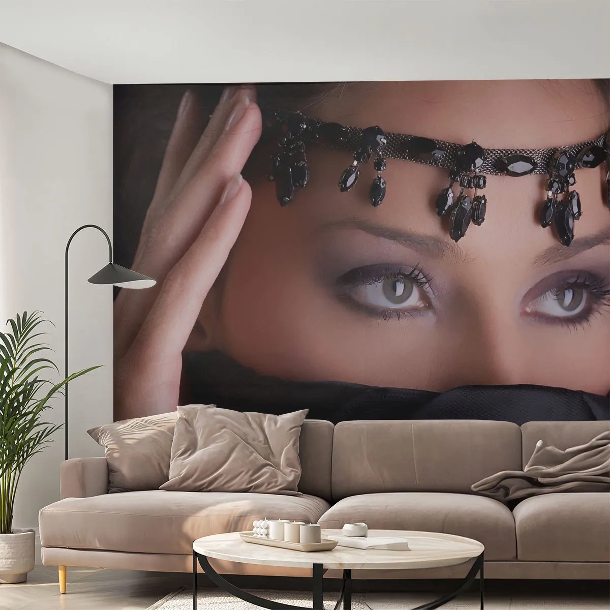 Självhäftande Fototapet Deluxe Sticker - Lockande orientalisk hemlighet - Kvinna, Ögon, Kultur - 500x350 cm