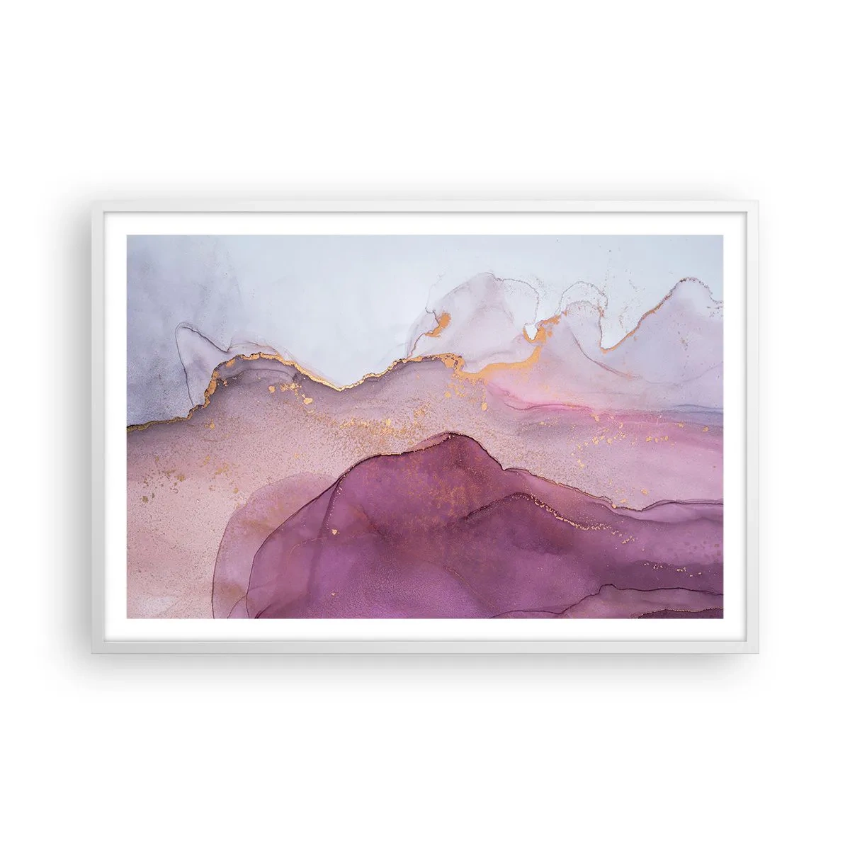 Affisch i vit ram - Lila och violett vågor - 91x61 cm