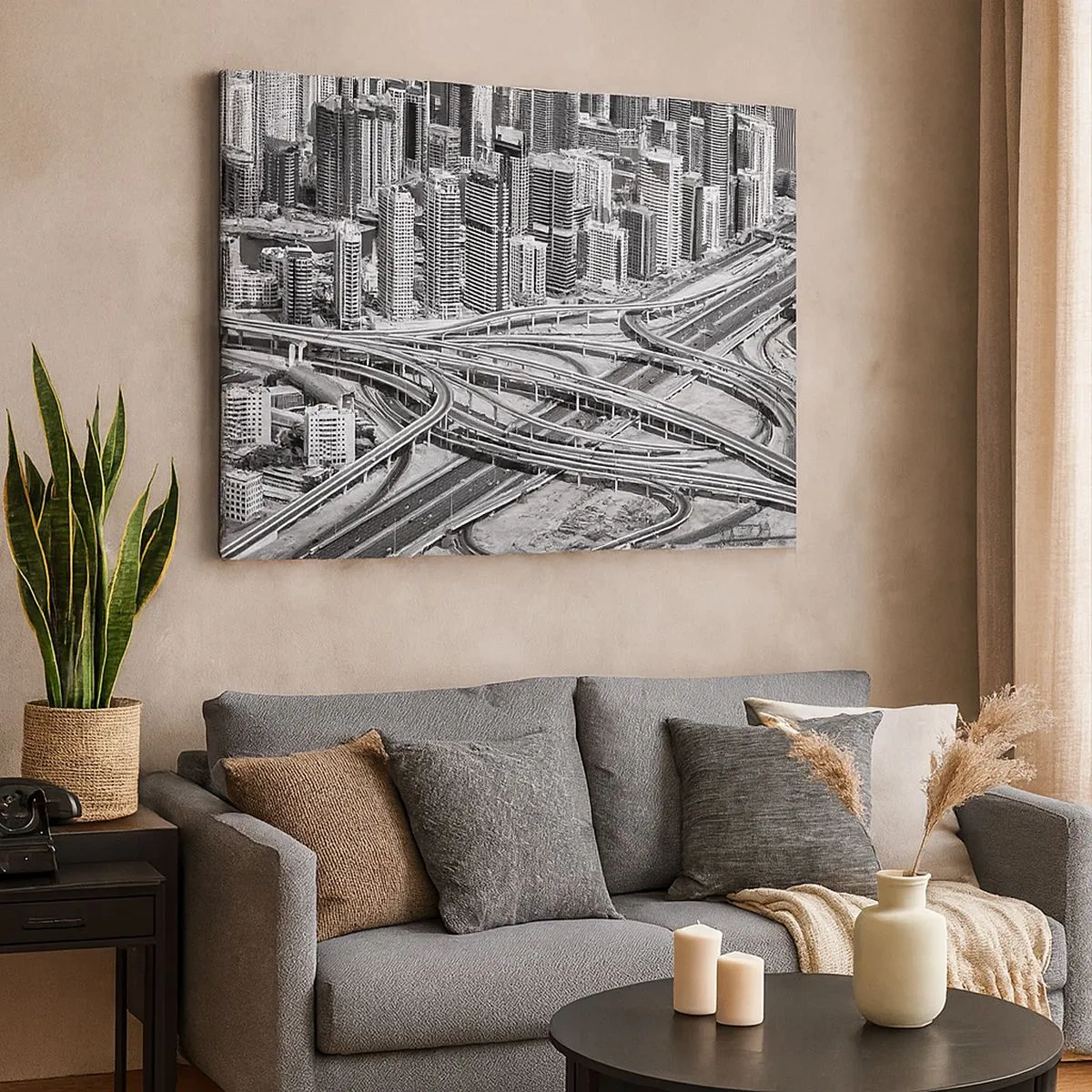 Canvastavla - Bild på duk - Dubai ur ett fågelperspektiv - 70x50cm - Dubai - en omöjlig stad - Modern väggdekoration för vardagsrum och sovrum ARTTOR