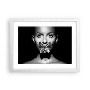 Affisch i vit ram - Fjärilkyss - 40x30 cm