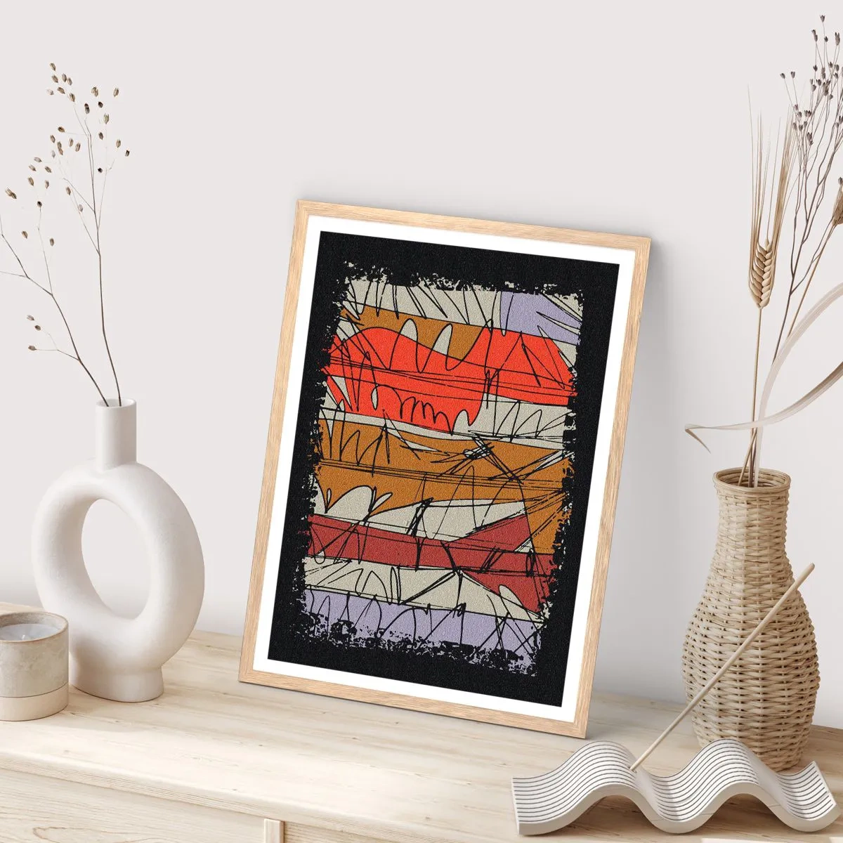 Affisch i ram av ljusek - Spontan komposition - 50x70 cm