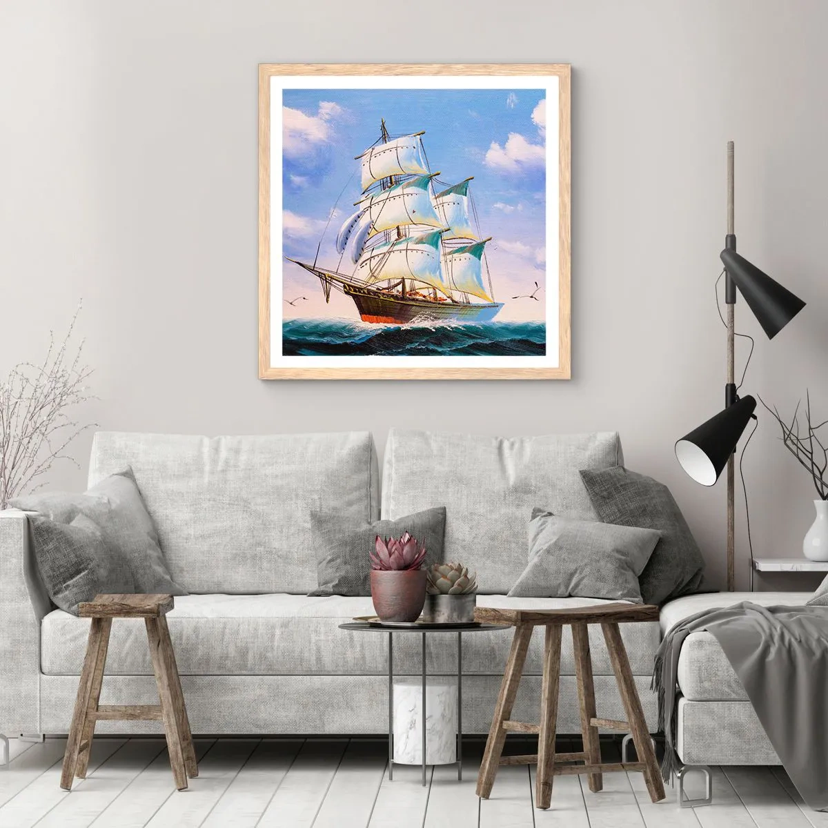 Affisch i ram av ljusek - Stolt med vinden - 60x60 cm