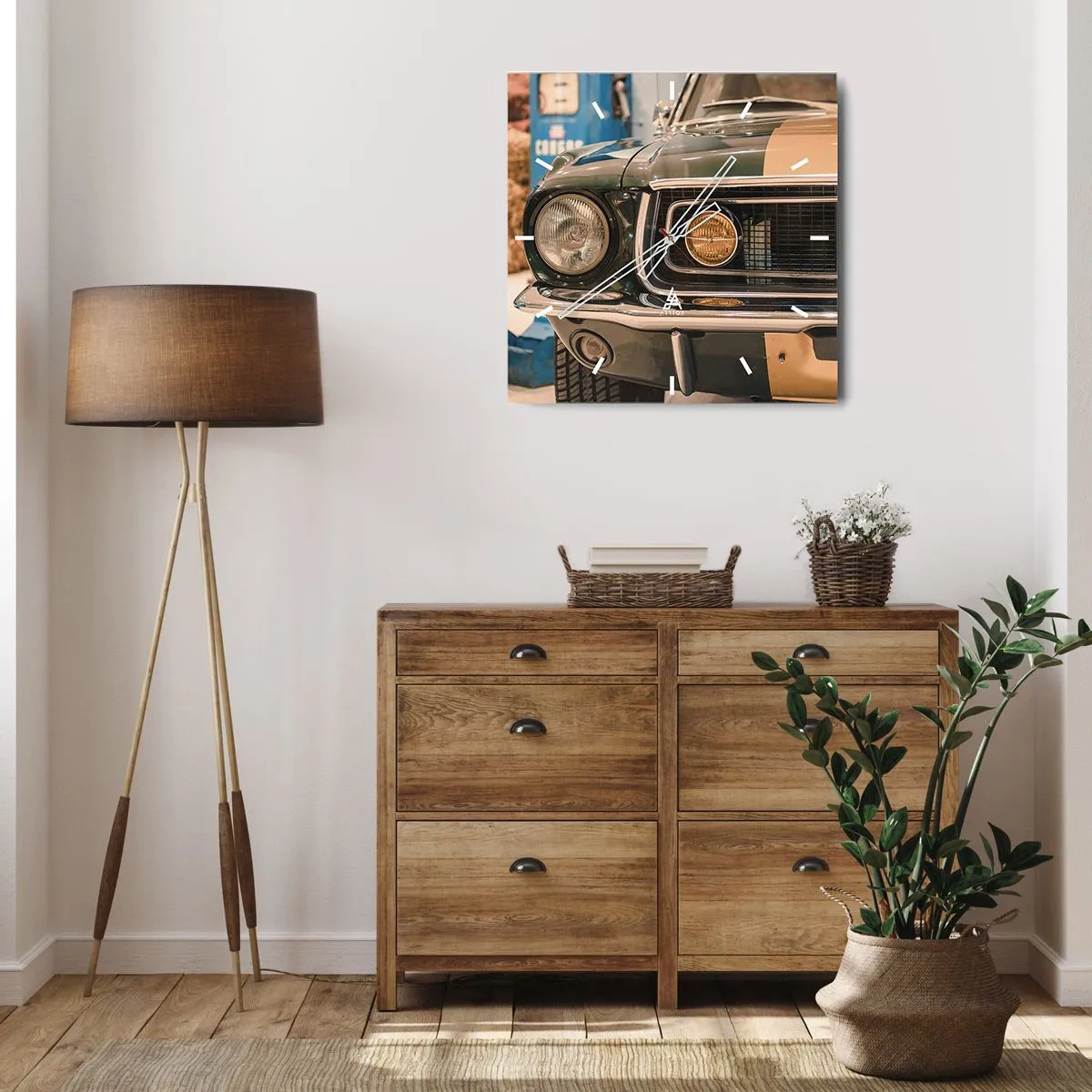 Väggklocka - Klocka på glas - Ett möte med legenden - 40x40 cm