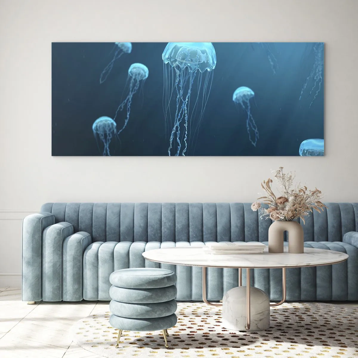 Glastavla - Bild på glas - Havets dans - 100x40 cm
