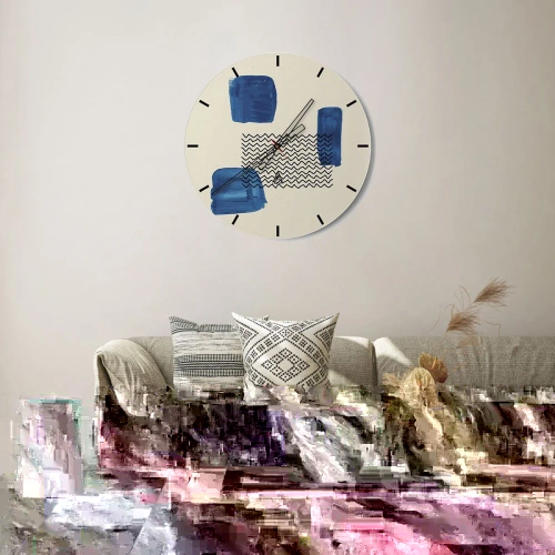 Väggklocka - Klocka på glas - Abstrakt kvartett - 40x40 cm