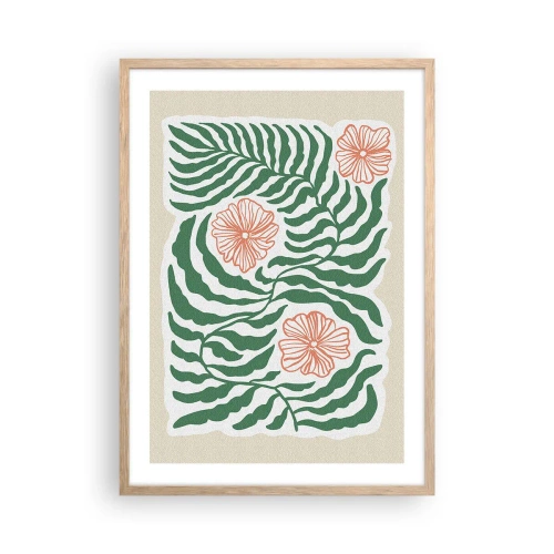 Affisch i ram av ljusek - Blommande i grönt - 50x70 cm