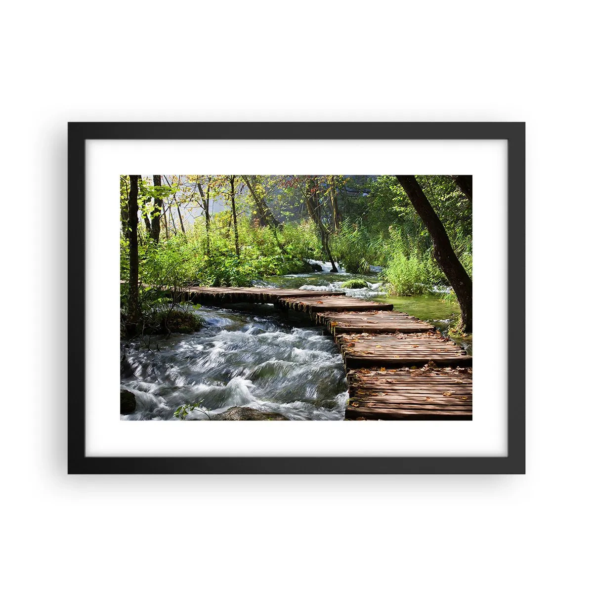 Affisch i svart ram - Över skummande kaskad - 40x30 cm
