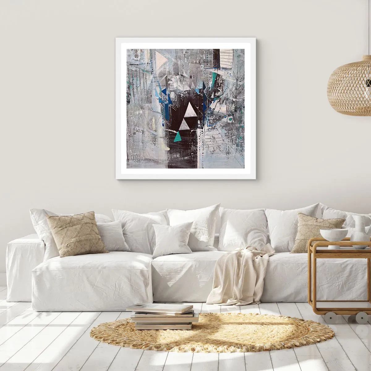 Affisch i vit ram - Trianglarnas överordnade ordning - 30x30 cm