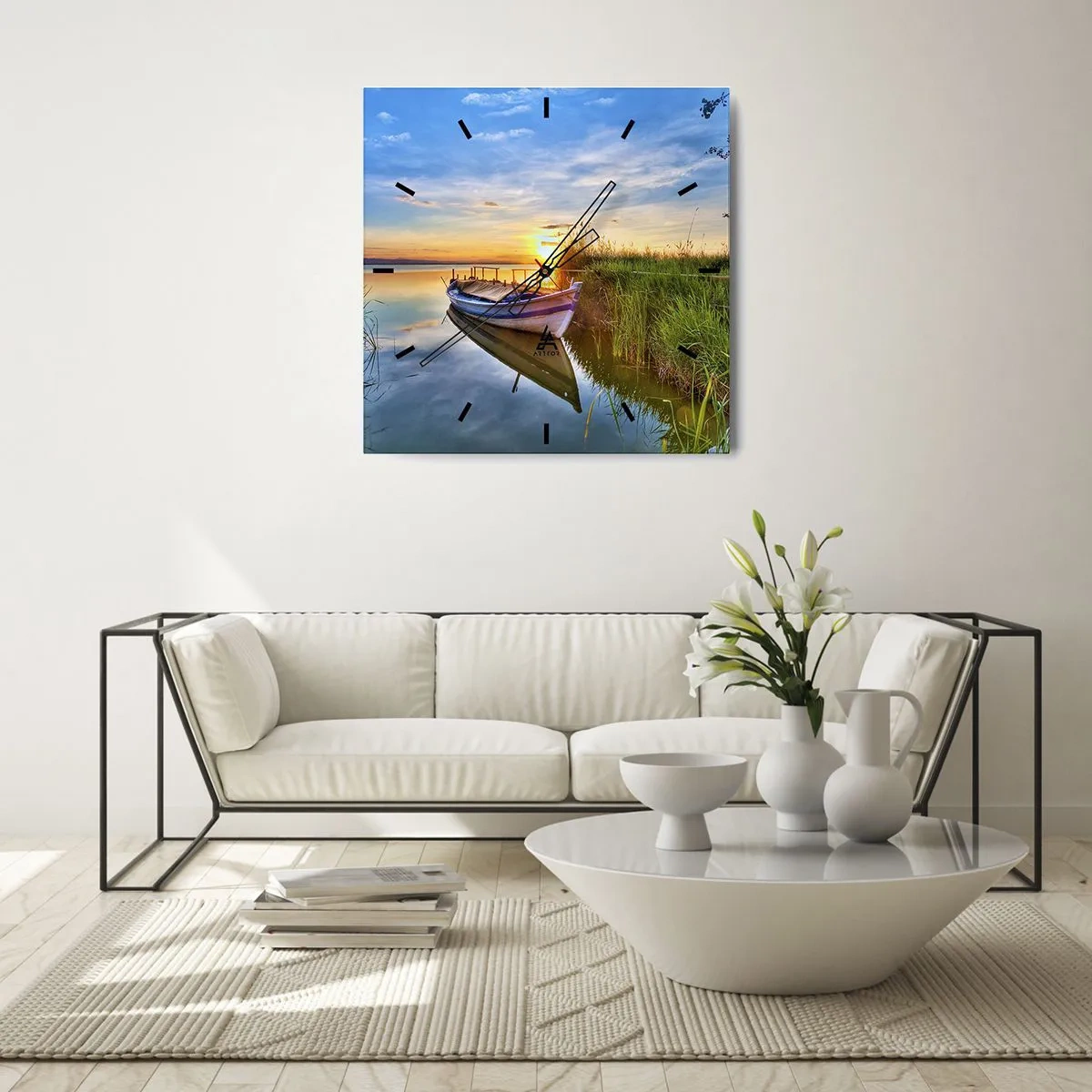 Väggklocka - Klocka på glas - Uppfyllda drömmars vik - 40x40 cm