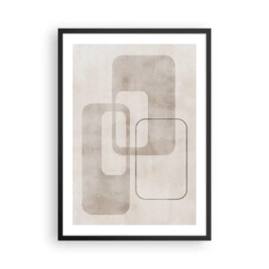 Affisch i svart ram - Minimalistiska geometriska former i beige nyanser - 50x70cm - Geometrisk fug - Modern väggdekoration för vardagsrum och sovrum ARTTOR
