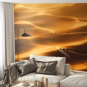 Fototapet Premium Canvas - En karavan på öknens vågor - Landskap, Afrika, Öken - 500x350 cm