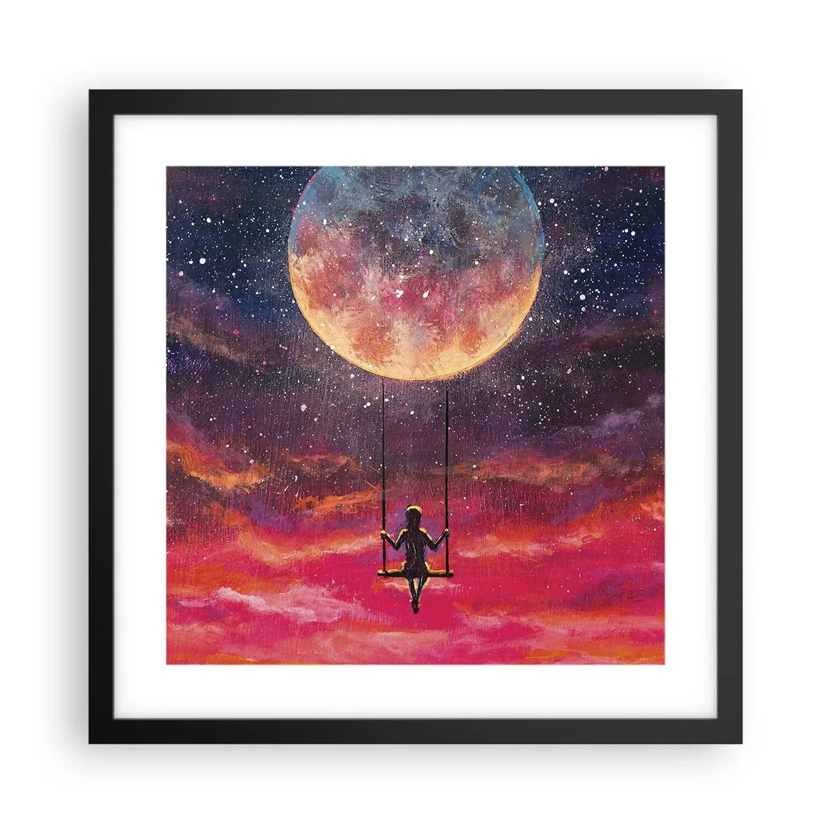 Affisch i svart ram - Sväva i molnen - 40x40 cm