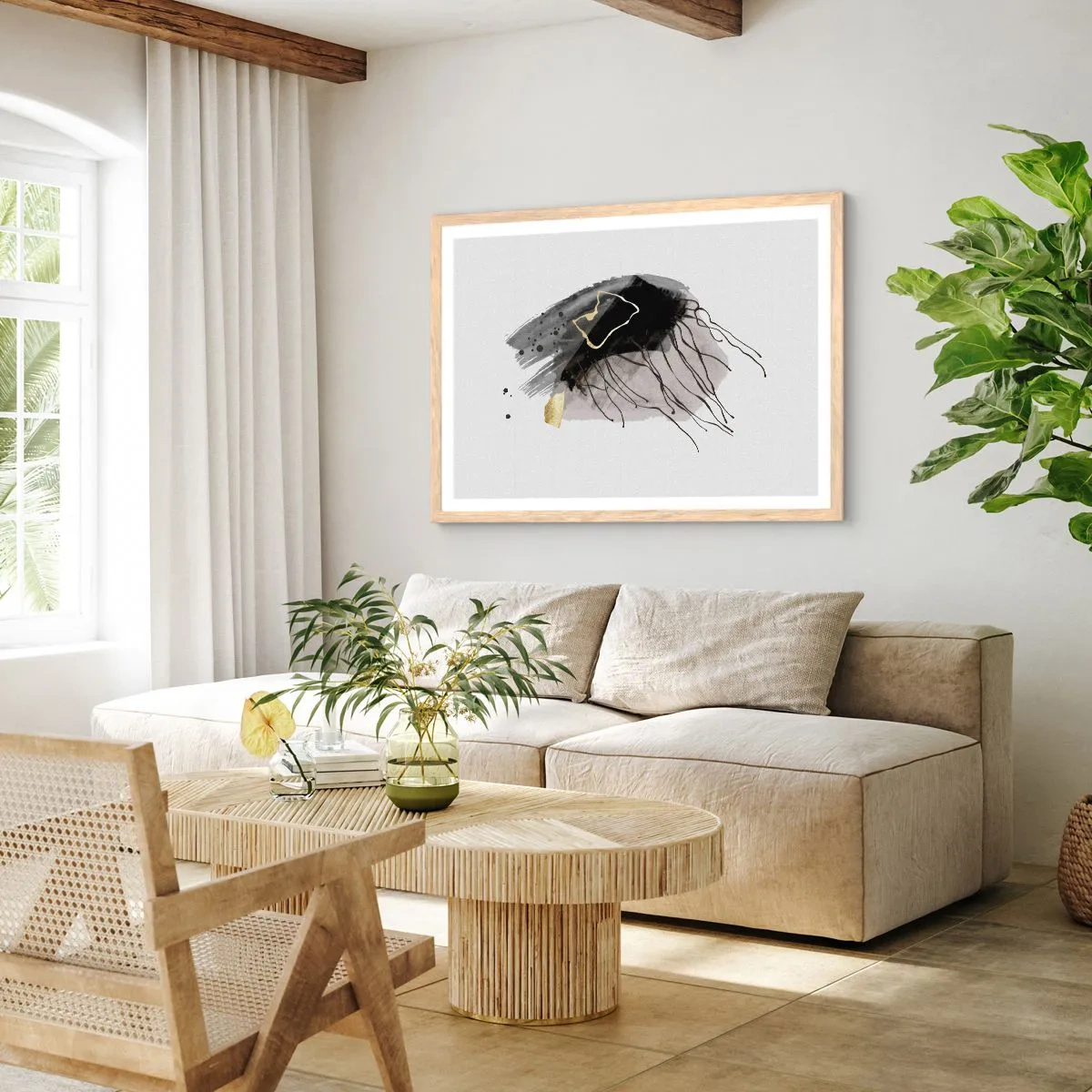 Affisch i ram av ljusek - I svart och guld - 91x61 cm