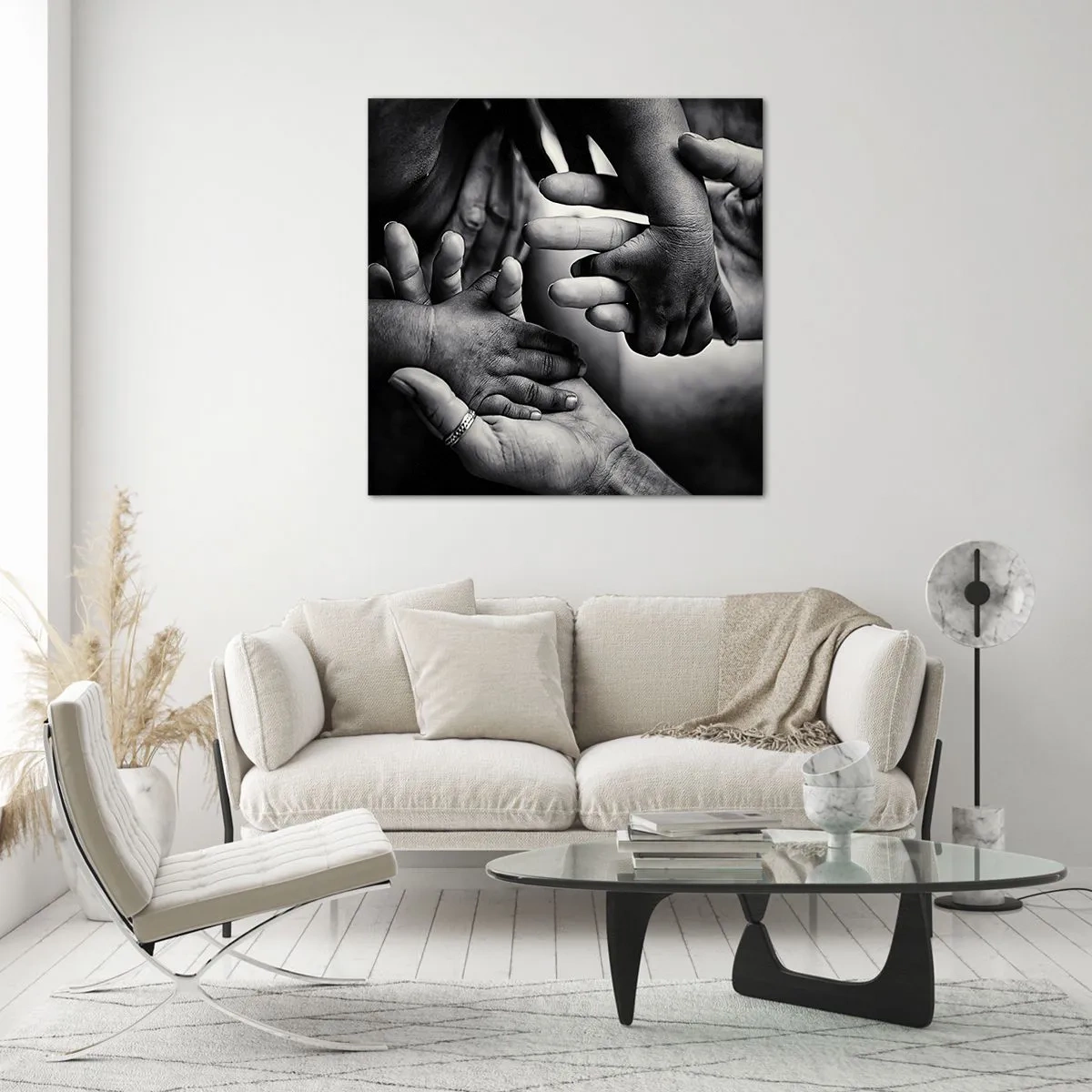 Glastavla - Bild på glas - Att vara människa - 70x70 cm