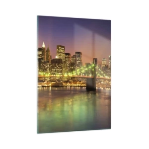 Glastavla - Bild på glas - Ljuset slocknar aldrig här - 50x70 cm