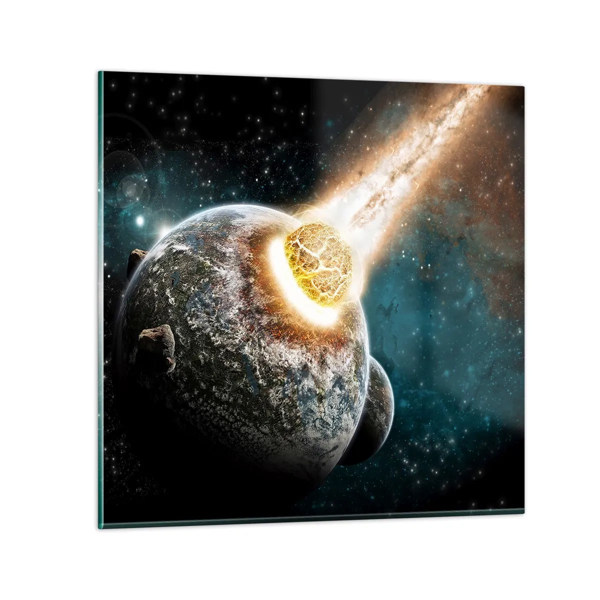Glastavla - Bild på glas - Förödelse eller födsel? - 30x30 cm