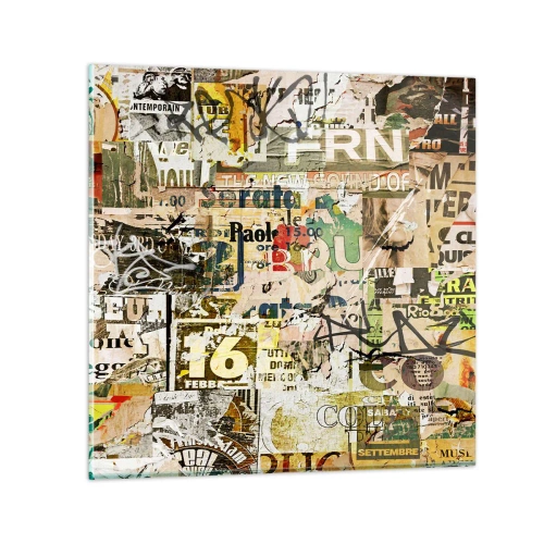 Glastavla - Bild på glas - Oj, det händer saker och ting - 70x70 cm