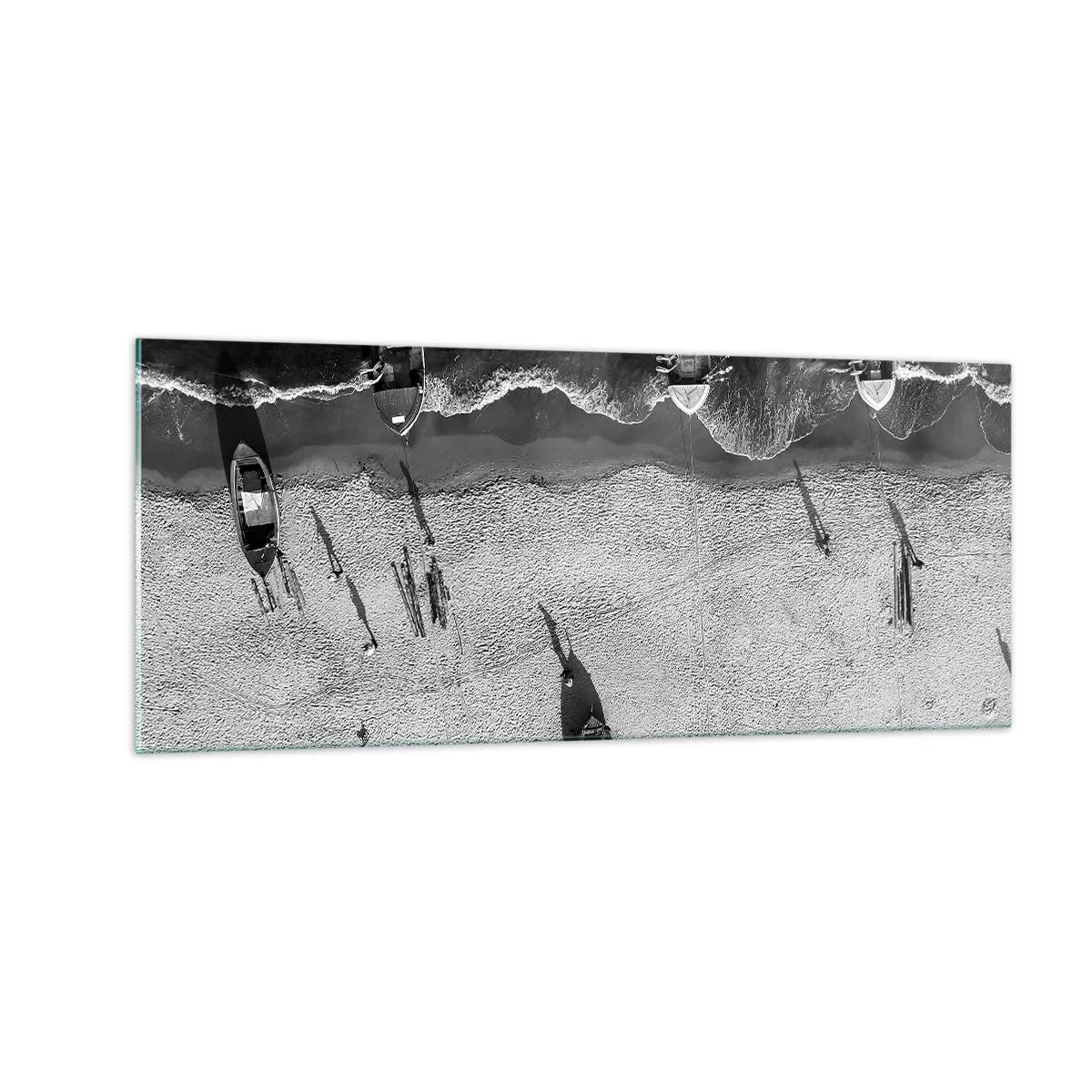 Glastavla - Bild på glas - Fortfarande på stranden... - 100x40 cm