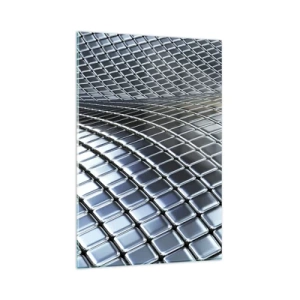 Glastavla - Bild på glas - Metallisk silver våg - 80x120 cm