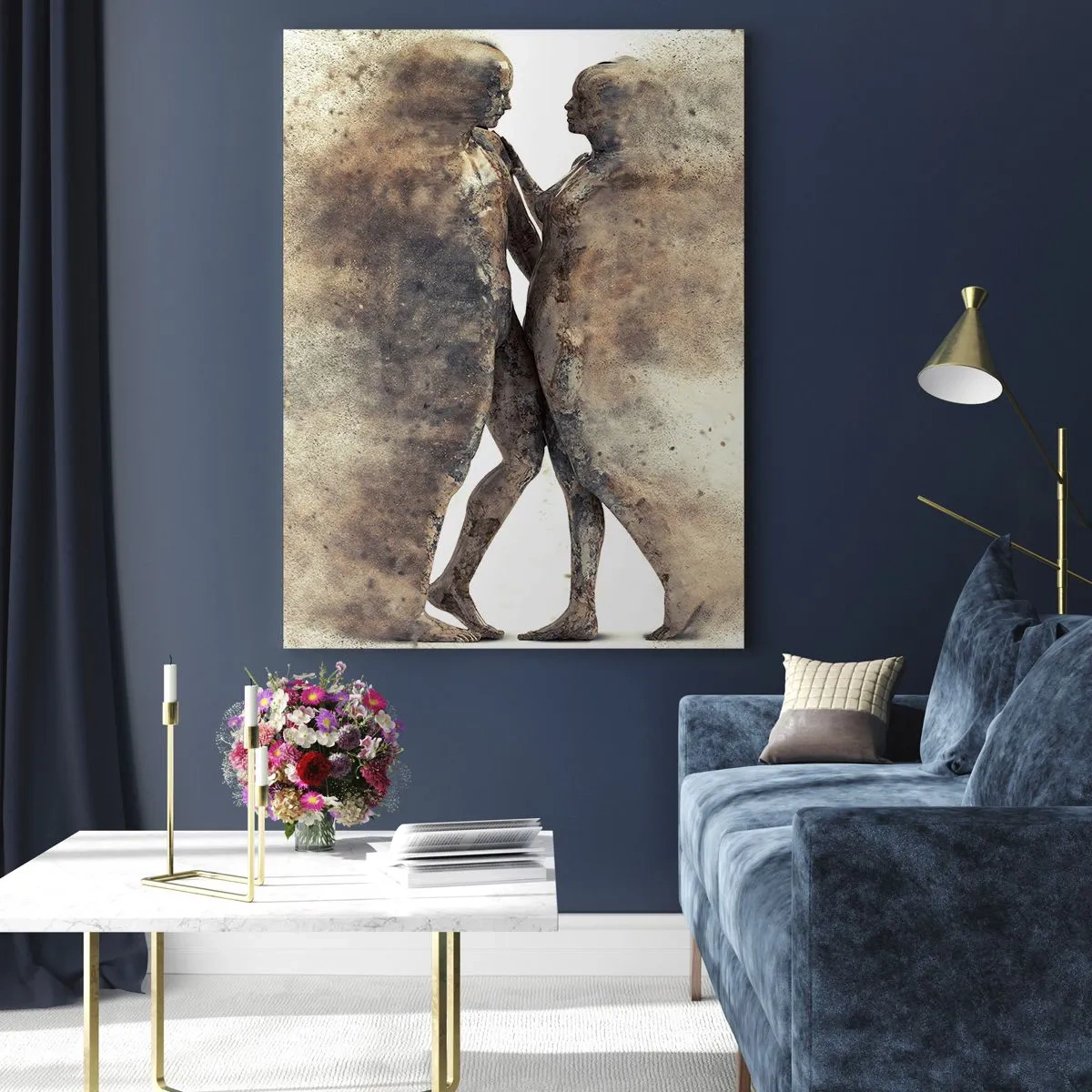 Glastavla - Bild på glas - Uppstådda ur aska för att älska - 80x120 cm