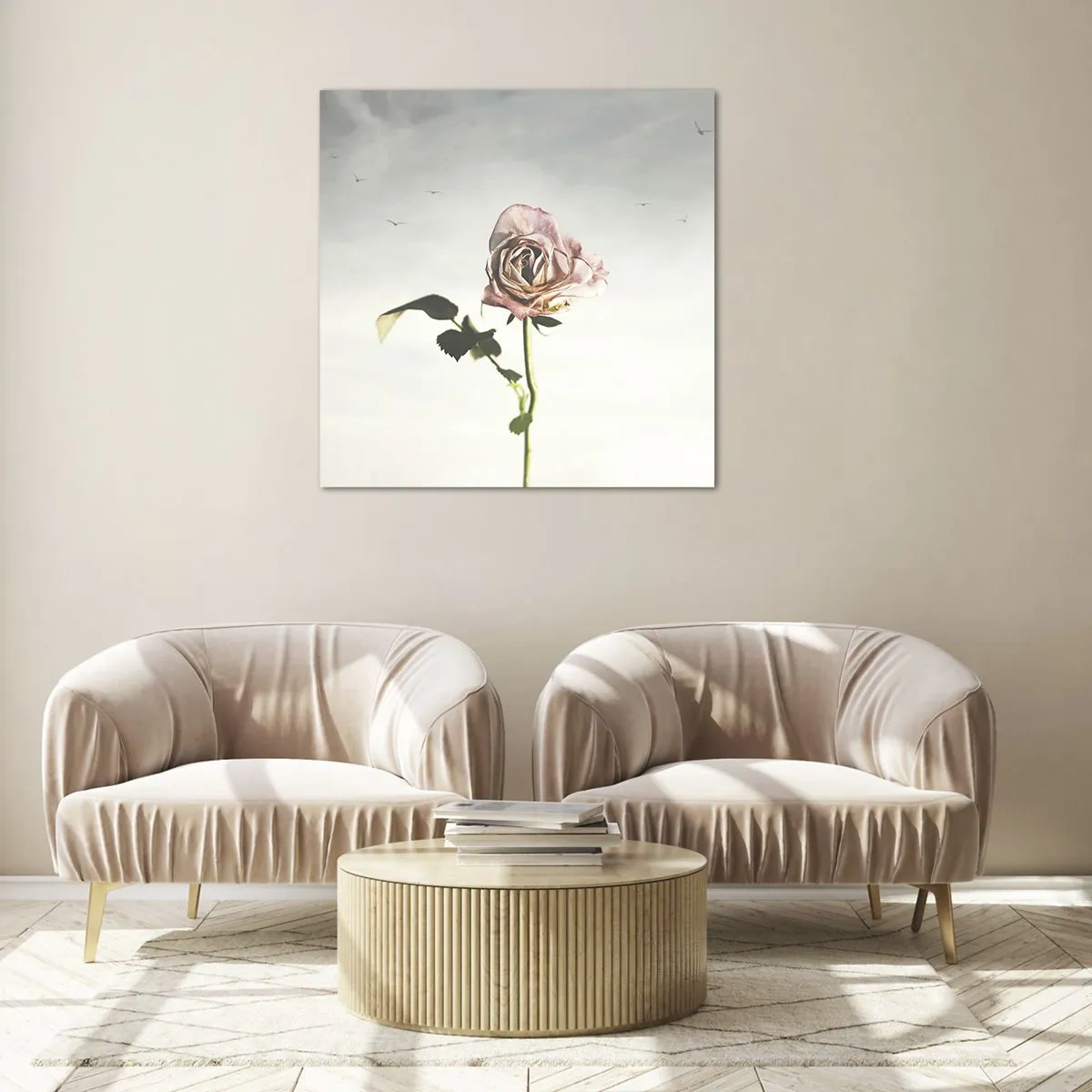 Glastavla - Bild på glas - Vårens välkomst - 50x50 cm