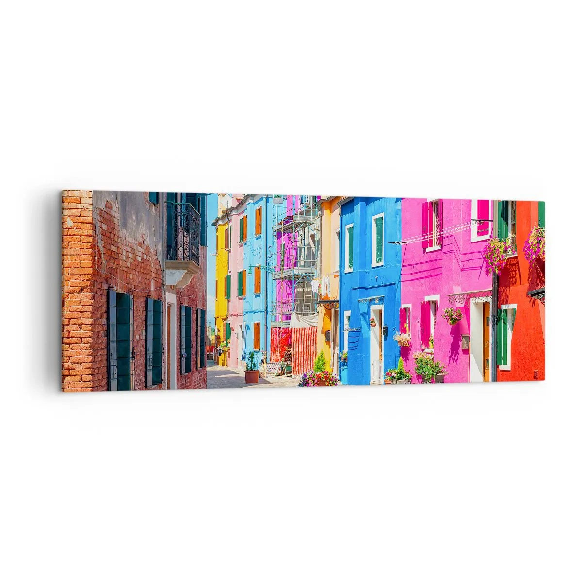 Canvastavla - Bild på duk - Papegojalik stad - 140x50 cm