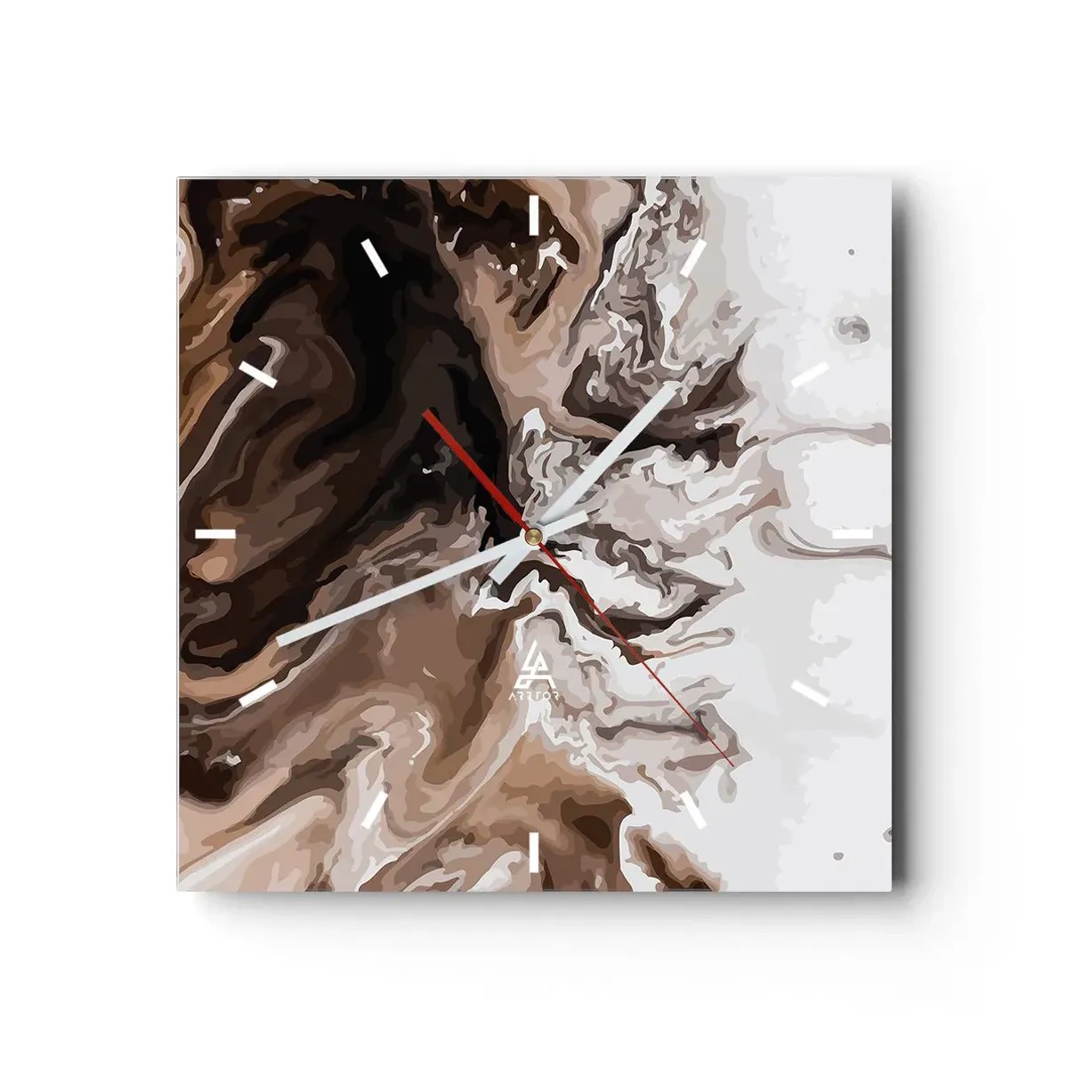 Väggklocka - Klocka på glas - Färgabstraktion - 40x40 cm