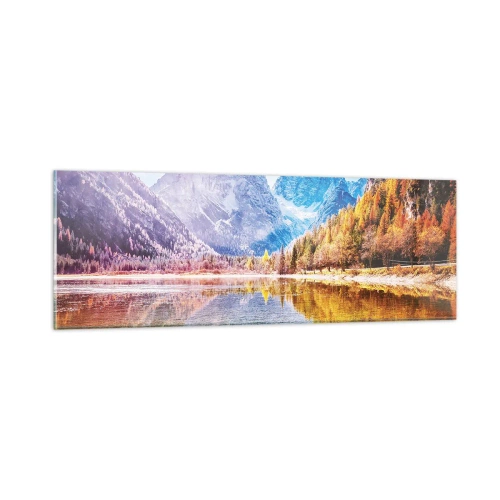 Glastavla - Bild på glas - Det är redan höst i fjällen - 90x30 cm