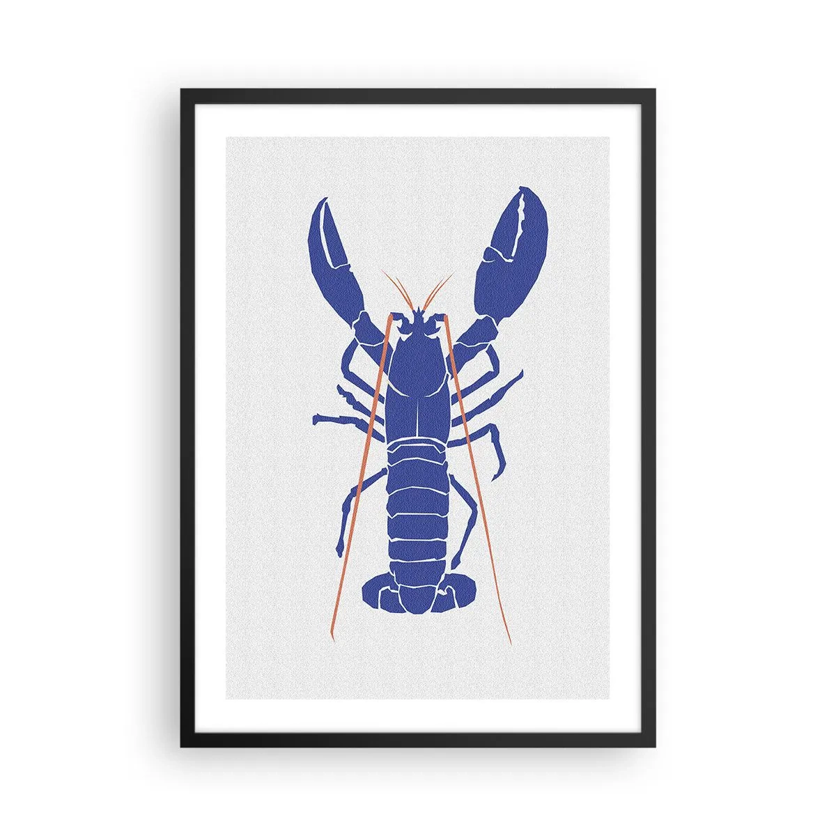 Affisch i svart ram - Utsökt hummer i mörkblått - 50x70 cm