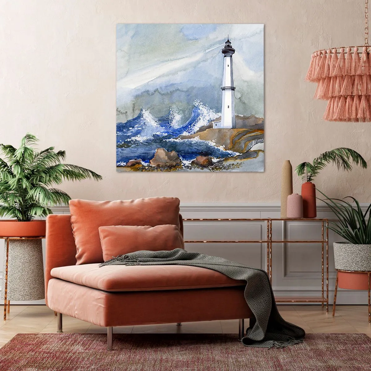 Canvastavla - Bild på duk - Mot mörkret och stormen - 60x60 cm
