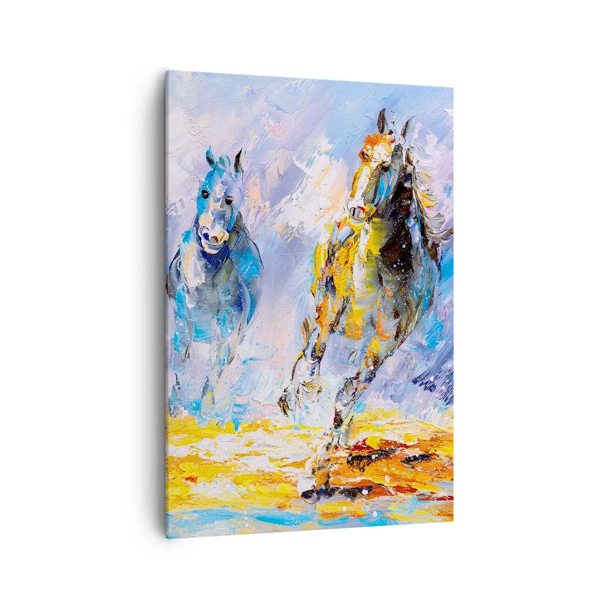 Canvastavla - Bild på duk - Galopp genom skenet - 70x100 cm