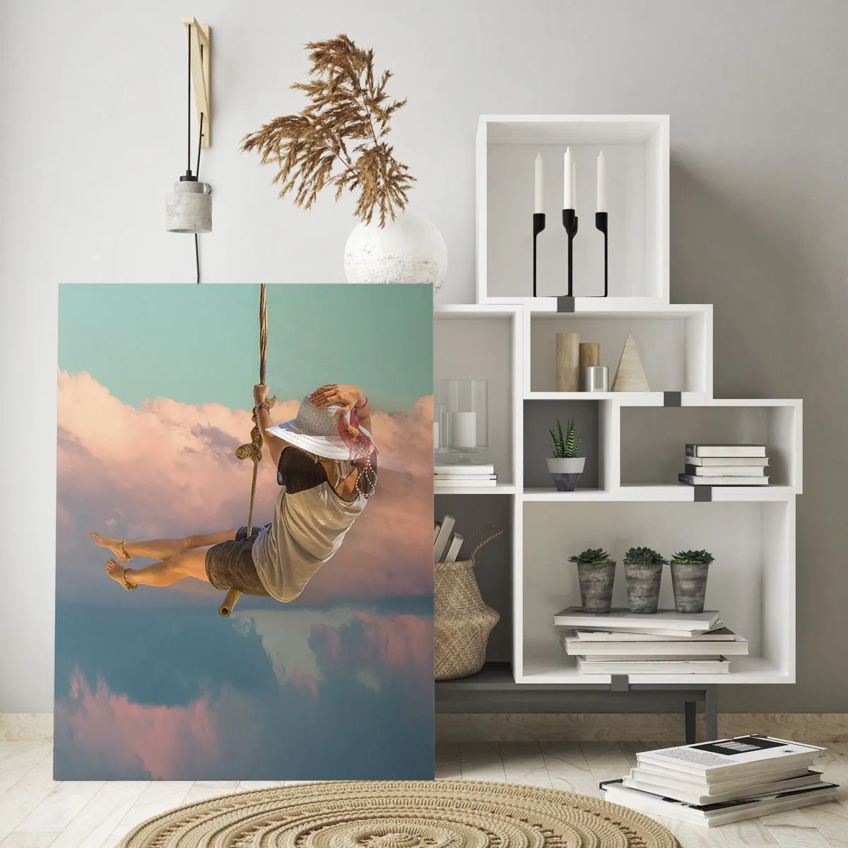 Glastavla - Bild på glas - Lek i molnen - 70x100 cm