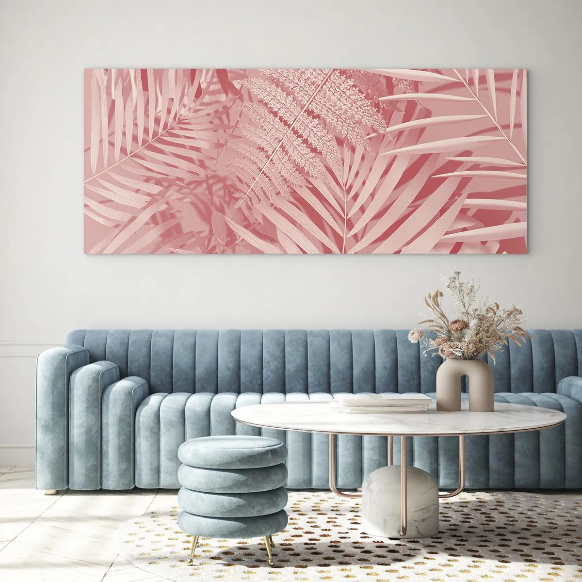 Glastavla - Bild på glas - Rosa koncept - 140x50 cm