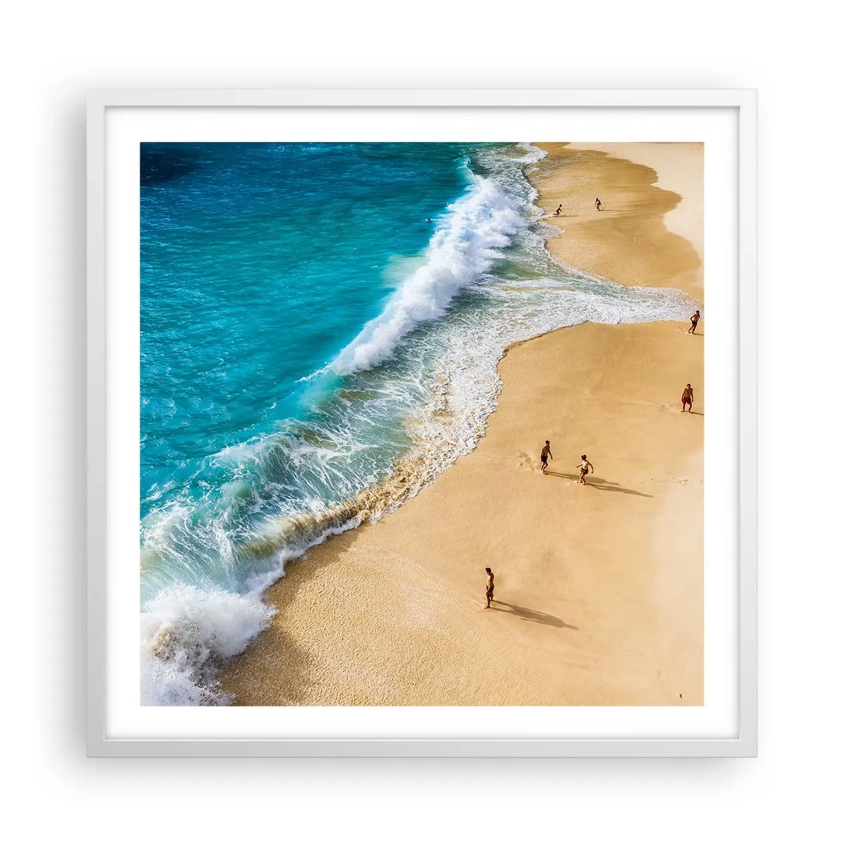 Affisch i vit ram - Och sedan solen, stranden... - 60x60 cm