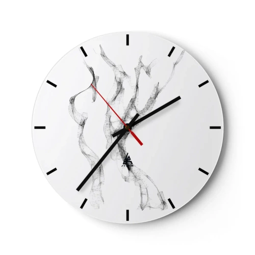 Väggklocka - Klocka på glas - Abstrakta svarta linjer i en minimalistisk komposition - 30x30cm - Vacker och stark - Modern väggdekoration för vardagsrum, kök och sovrum ARTTOR