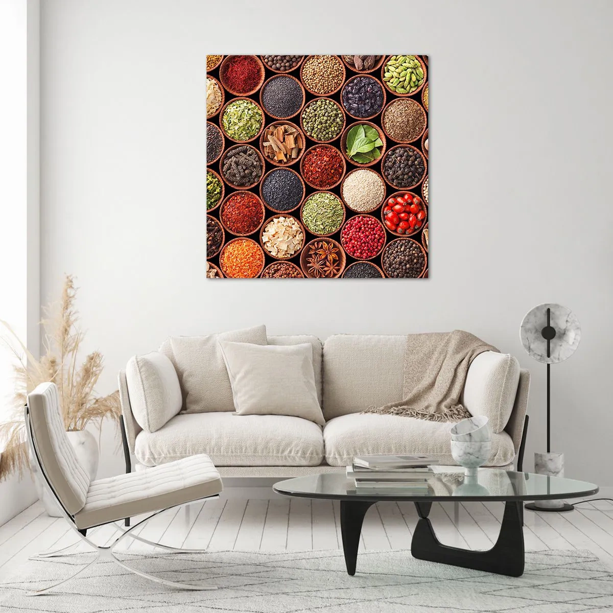 Glastavla - Bild på glas - Världens alla smaker - 60x60 cm