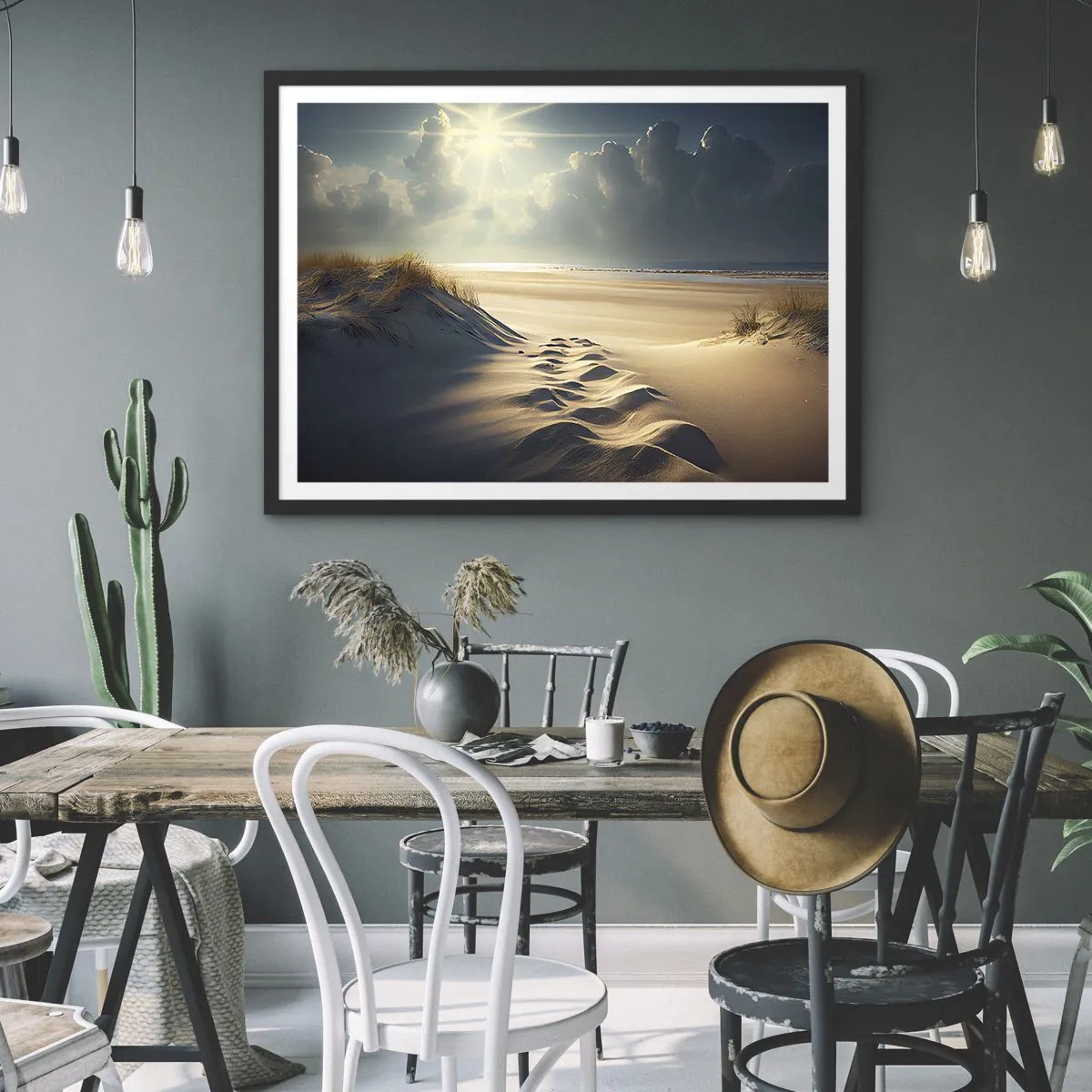 Affisch i svart ram - Lugnande landskap - 70x50 cm
