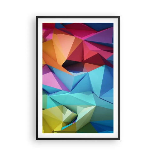 Affisch i svart ram - Regnbågsorigami - 61x91 cm