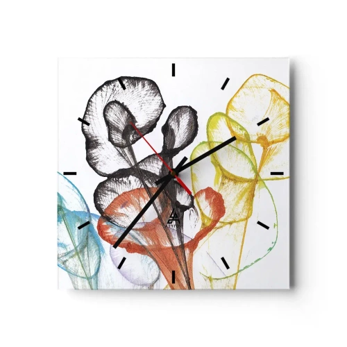 Väggklocka - Klocka på glas - Blommor med själ - 40x40 cm