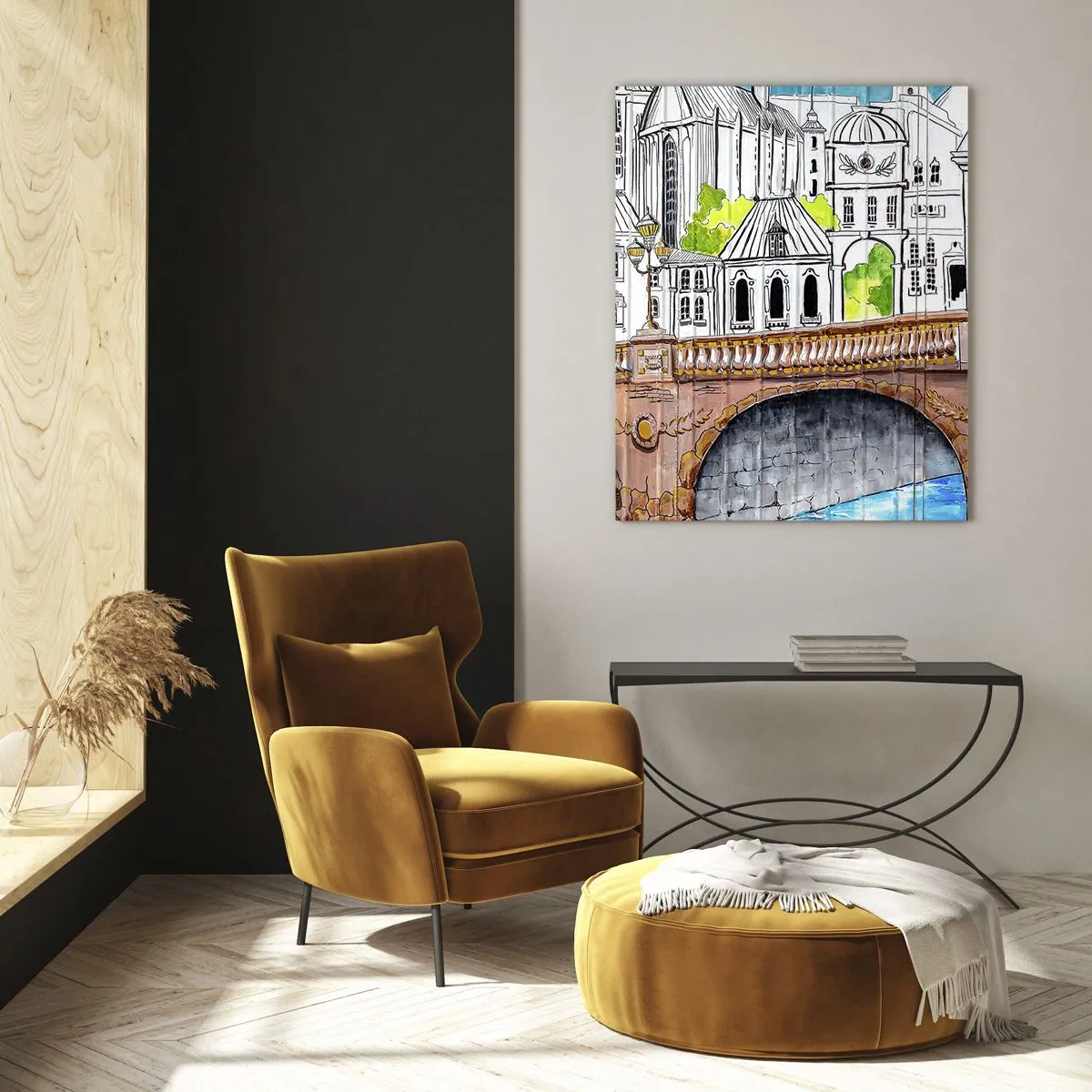 Glastavla - Bild på glas - Stad som målad - 50x70 cm