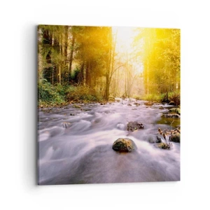 Canvastavla - Bild på duk - Malakit i silver-guld infattning - 70x70 cm