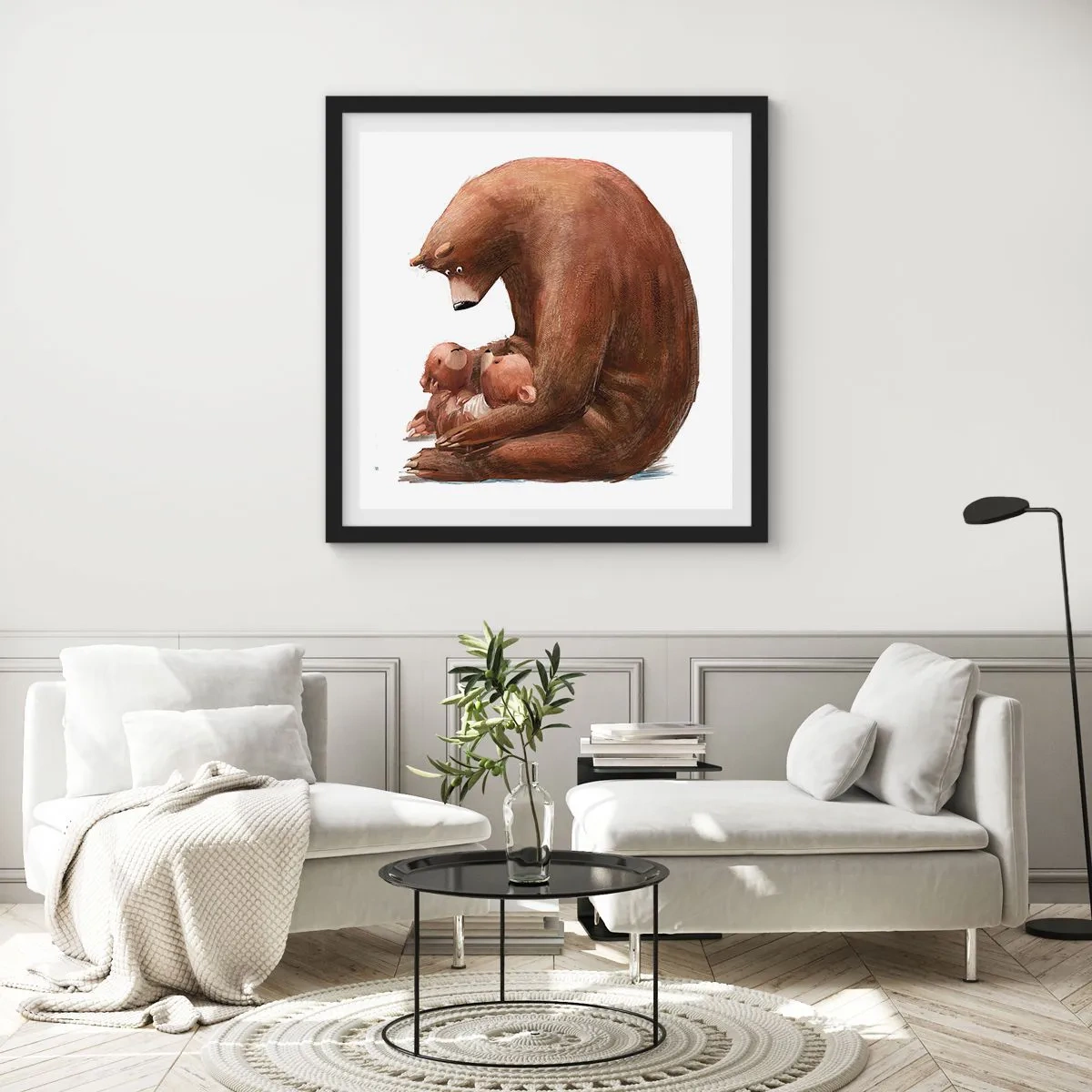 Affisch i svart ram - Söta drömmar, barn - 60x60 cm