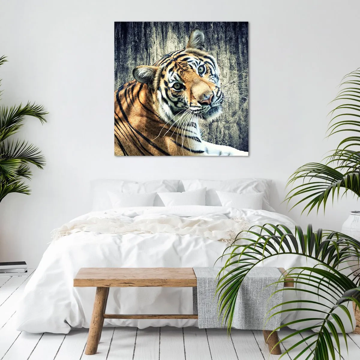 Canvastavla - Bild på duk - Porträtt i ljusstrålar - 60x60 cm