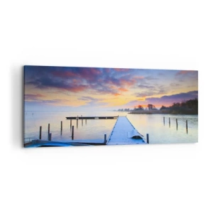 Canvastavla - Bild på duk - Violet-guld ro - 120x50 cm