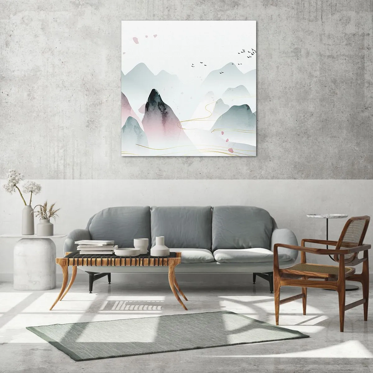 Glastavla - Bild på glas - Över topparna - 70x70 cm